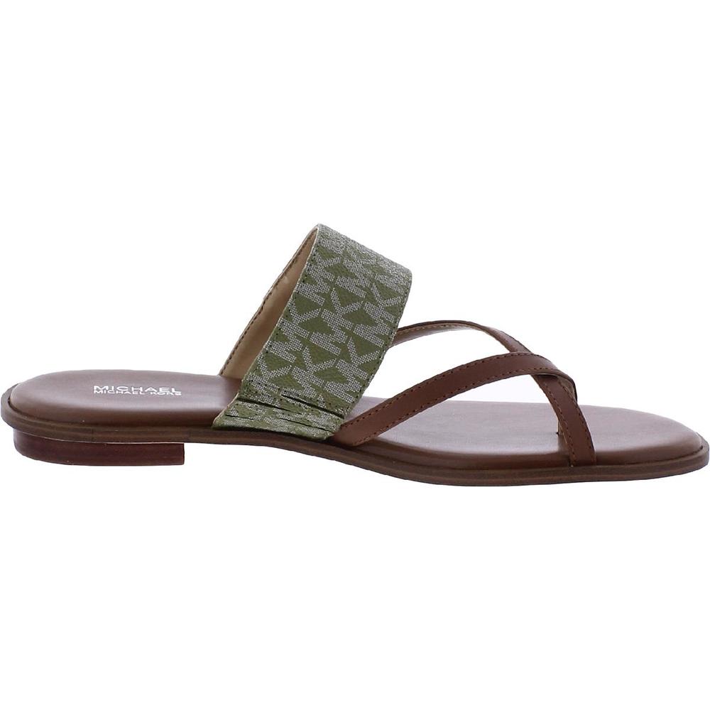 Michael Kors Womens Sidney Green Faux Leather Slip-On Slide Sandals Shoes NWT - Picture 2 of 3